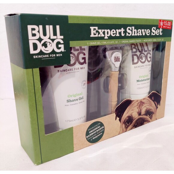 Bull Dog Expert Shave Set - Kit with Bamboo Razor, Shave Gel, & Moisturizer NEW - Picture 6 of 8